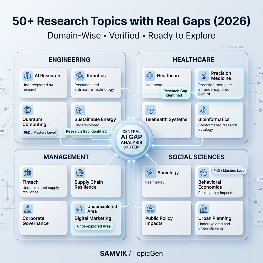 50+ Latest Research Topics with Gaps (2026) — Domain-Wise for PhD, M.Phil & Masters