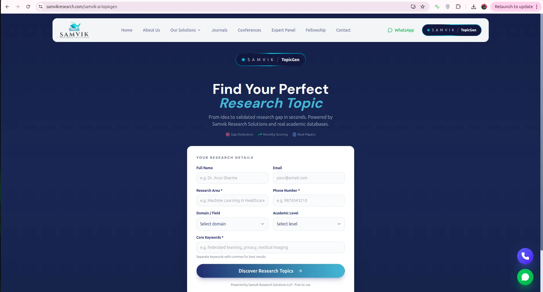 SAMVIK AI TopicGen — Find Your PhD Research Topic & Gap in 30 Seconds