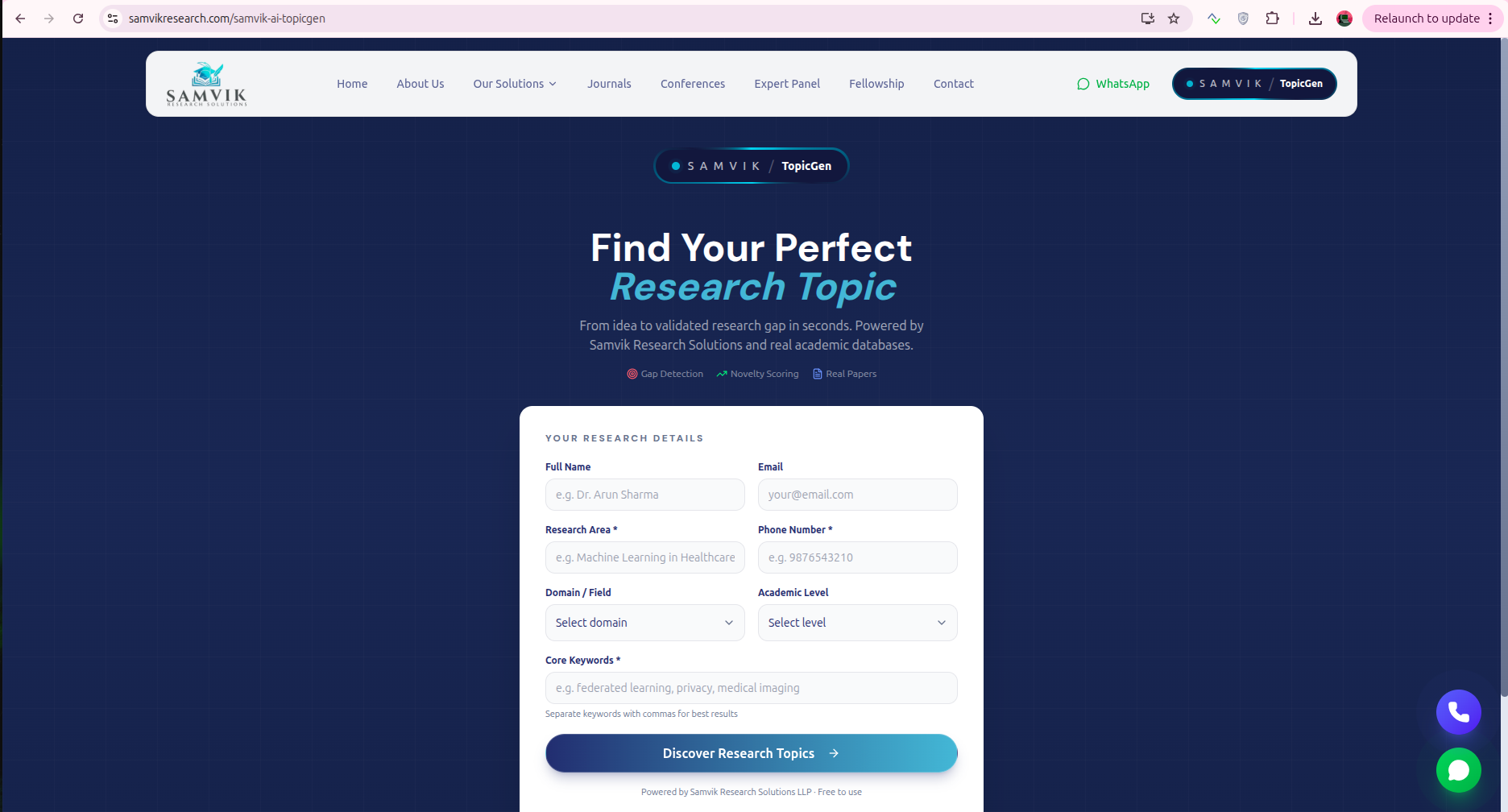 SAMVIK AI TopicGen — Find Your PhD Research Topic & Gap in 30 Seconds